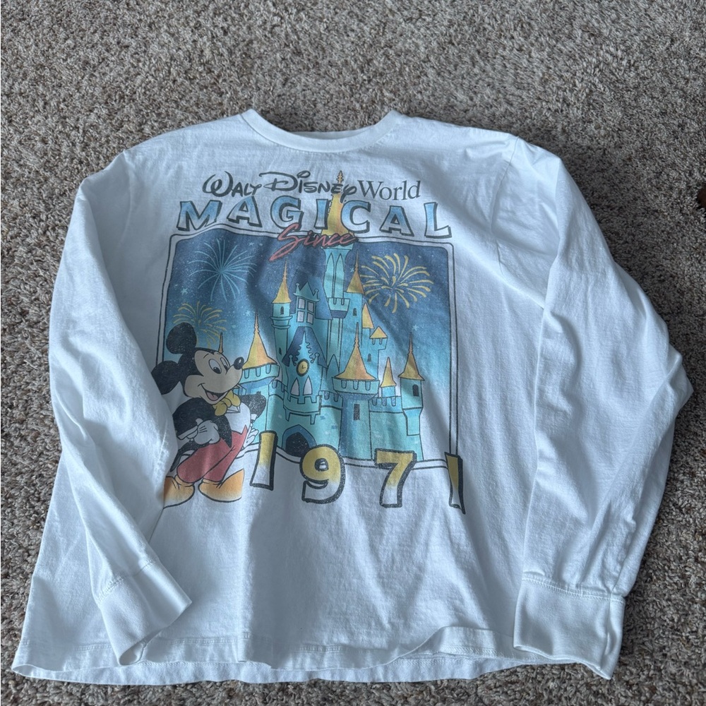 Disney Adult White Long Sleeve Shirt with Magical Castle Design